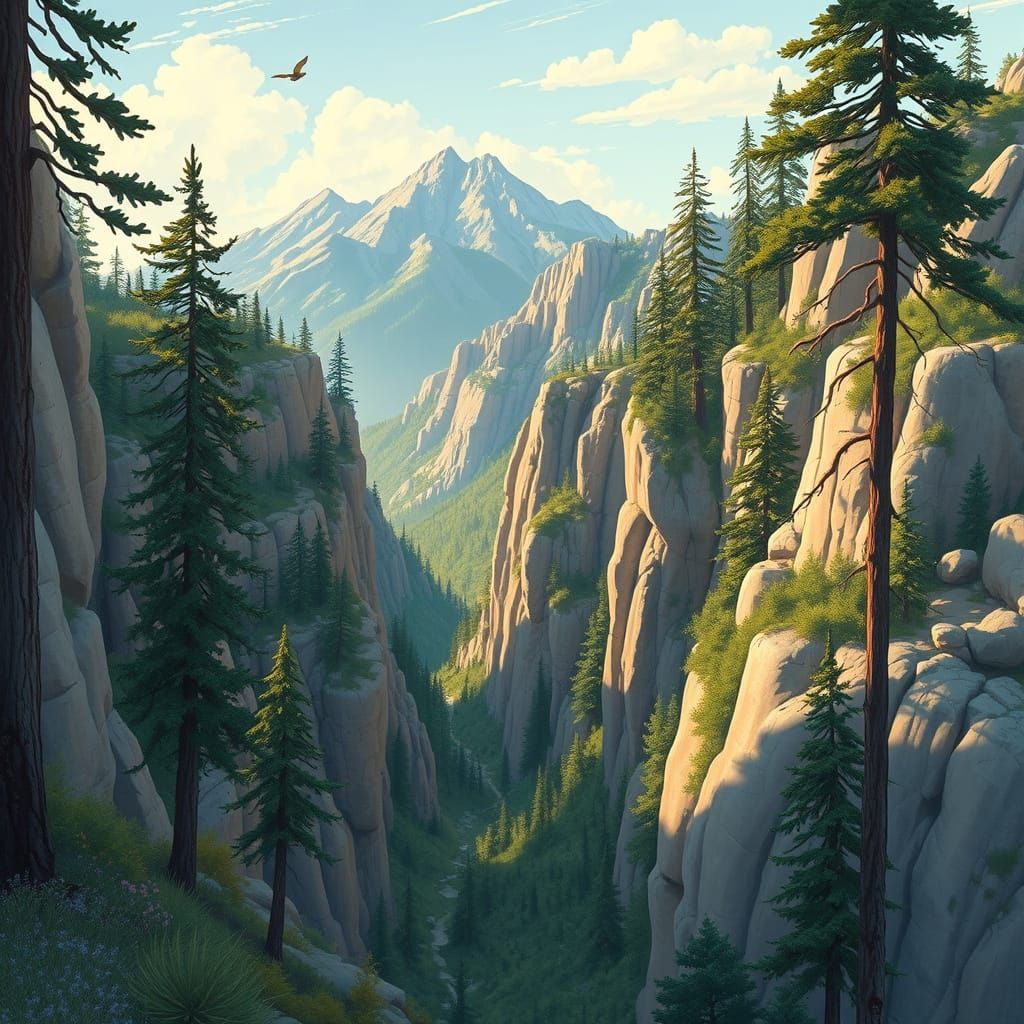 Mountain Vista in Styles of Famous Landscape Artists