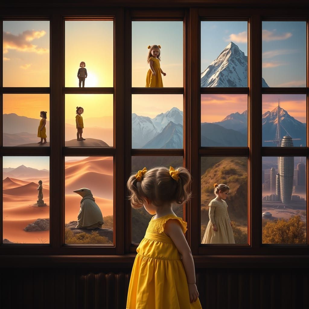 Girl in a Kaleidoscope of Ages and Landscapes