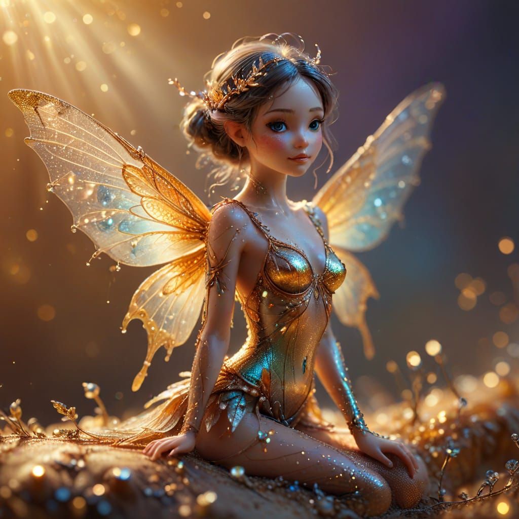 Microscopic Fairy Landing: Macro Fantasy Art