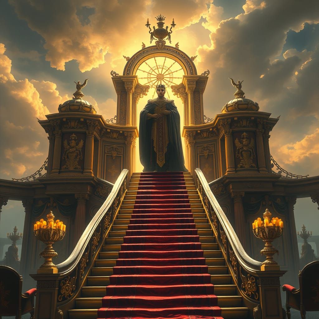 Regal Figure Amidst Baroque Splendor