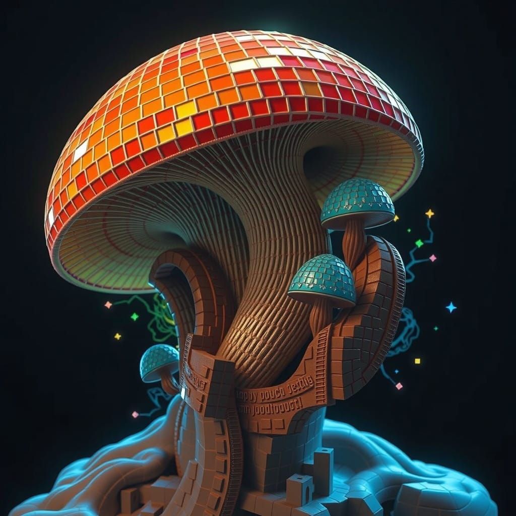 Vibrant 1960s-Inspired Arcade Game Box with Whimsical Mushro...