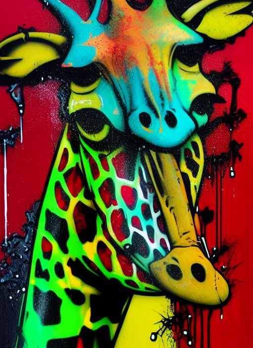 Stoner Giraffe Portrait in Graffiti Art Style