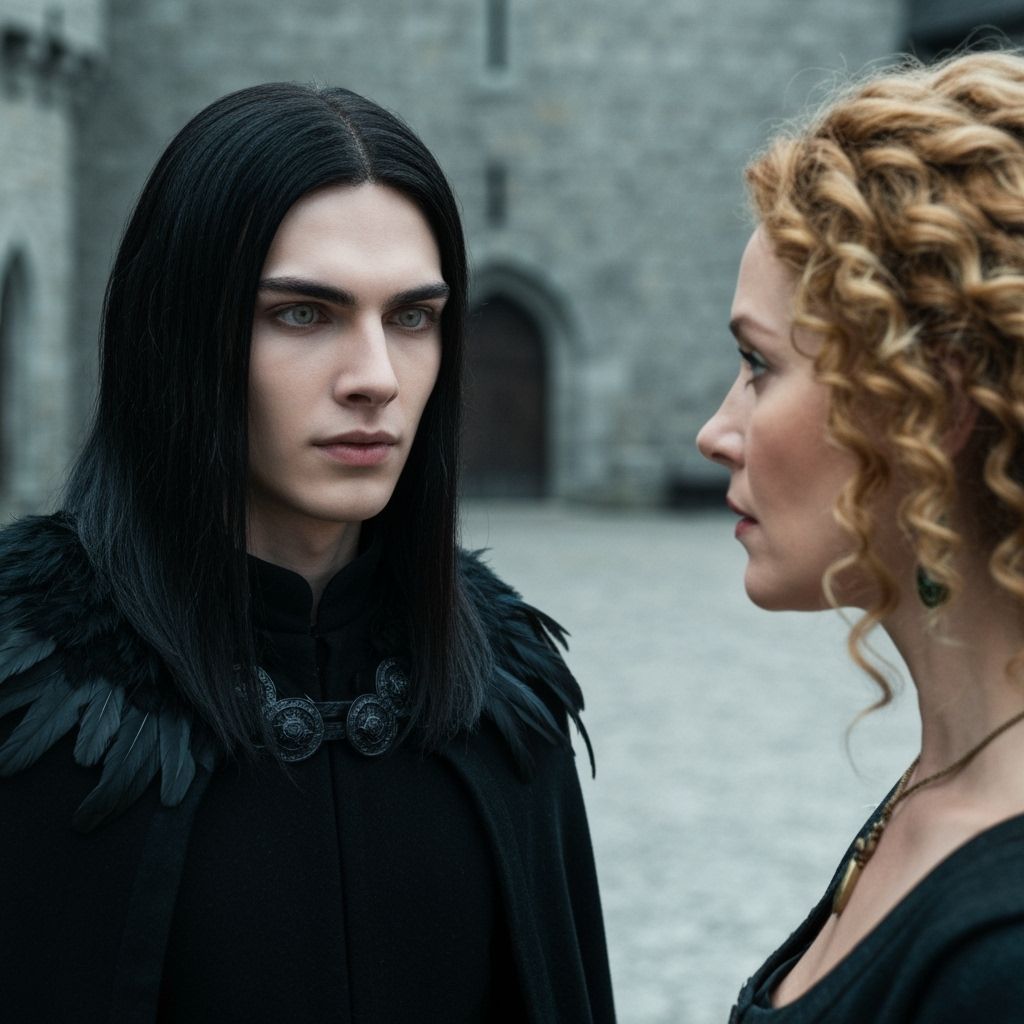 Medieval Youth Gazing at a Queen: Cinematic Portrait