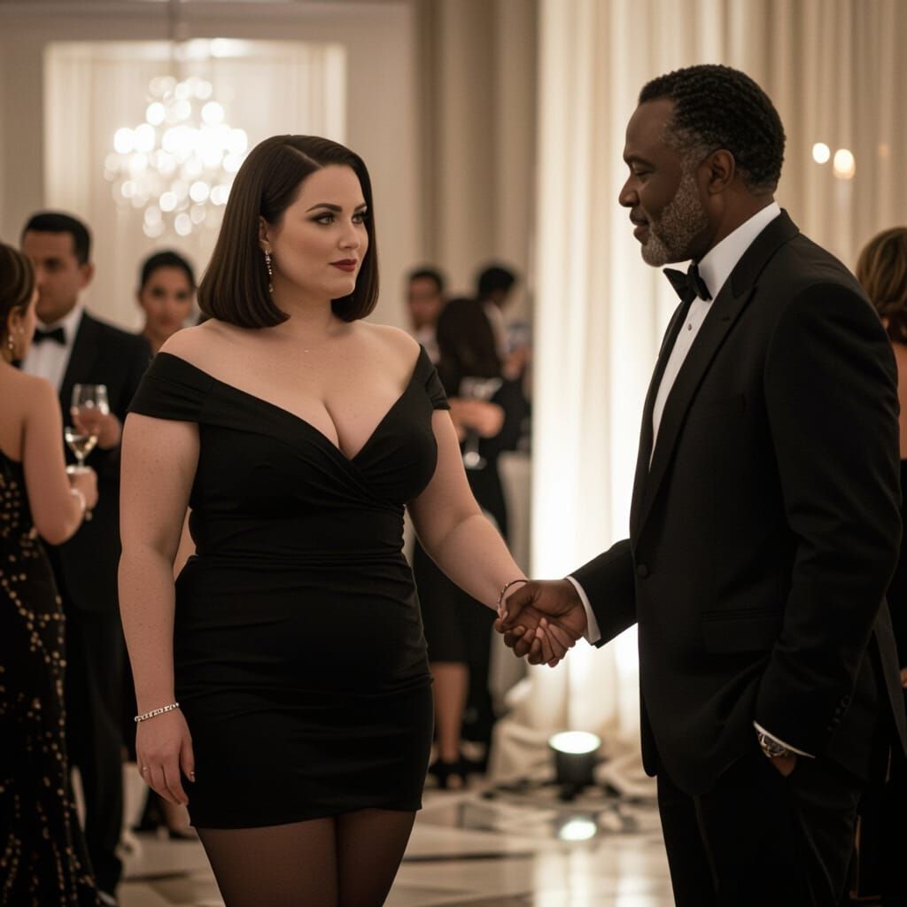 Interracial Couple at Cocktail Party: Cinematic Film Still