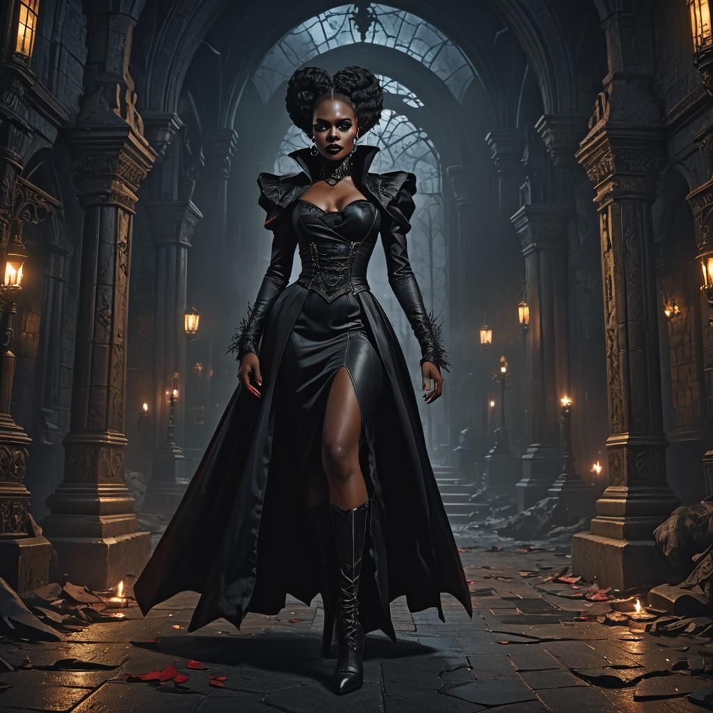 Gothic African American Vampire in the Night
