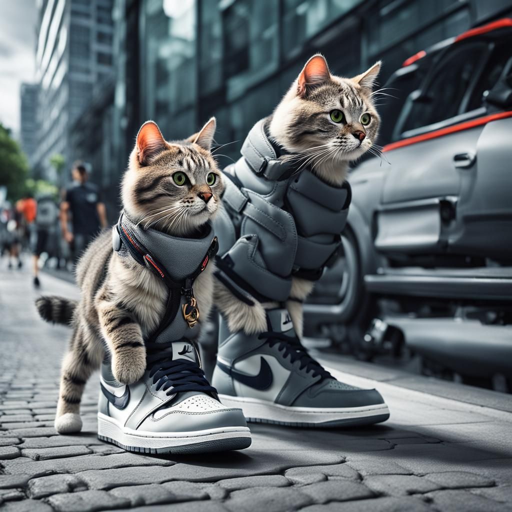 Cute Cat Goes to Work in Air Jordans