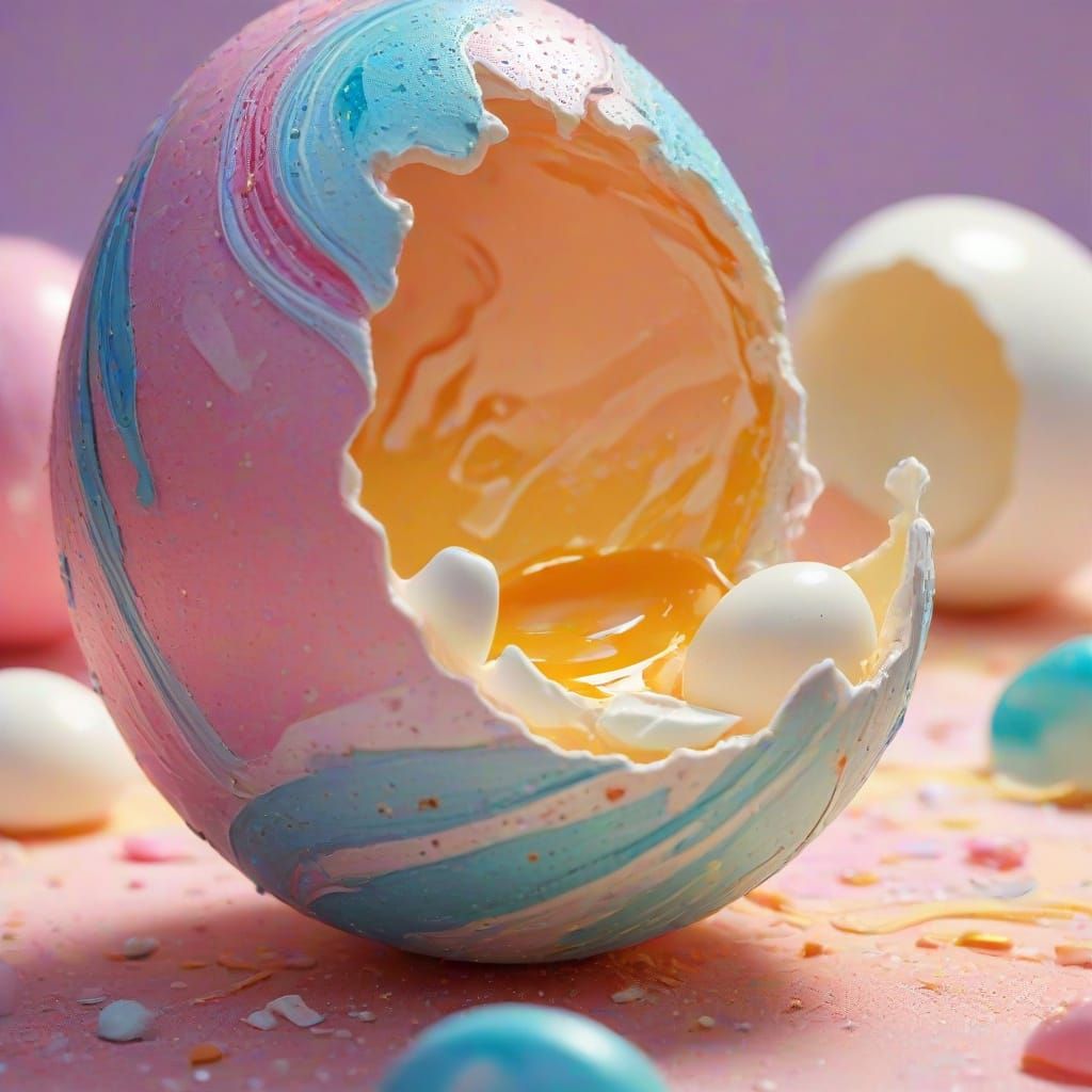 Surreal Macro Photo of Egg Cracking Open