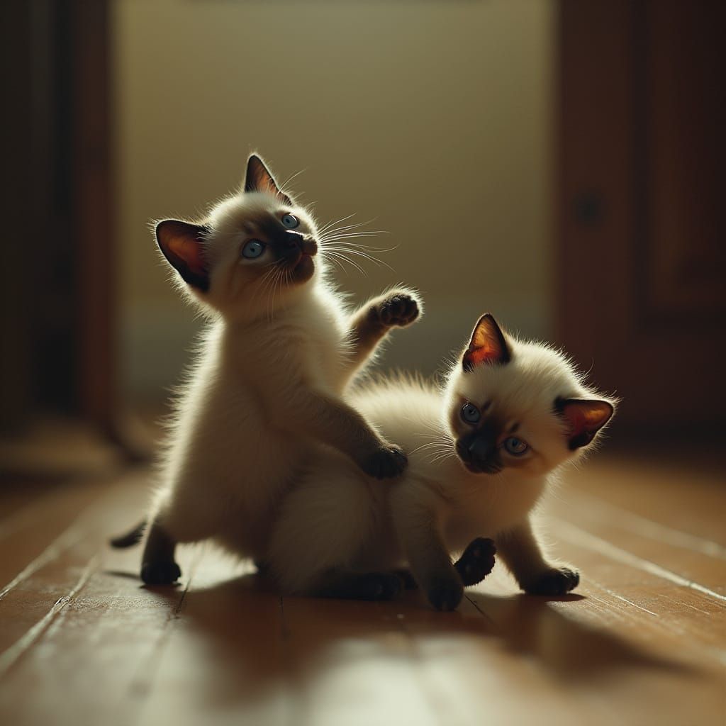 Siblings at play. (Cats)