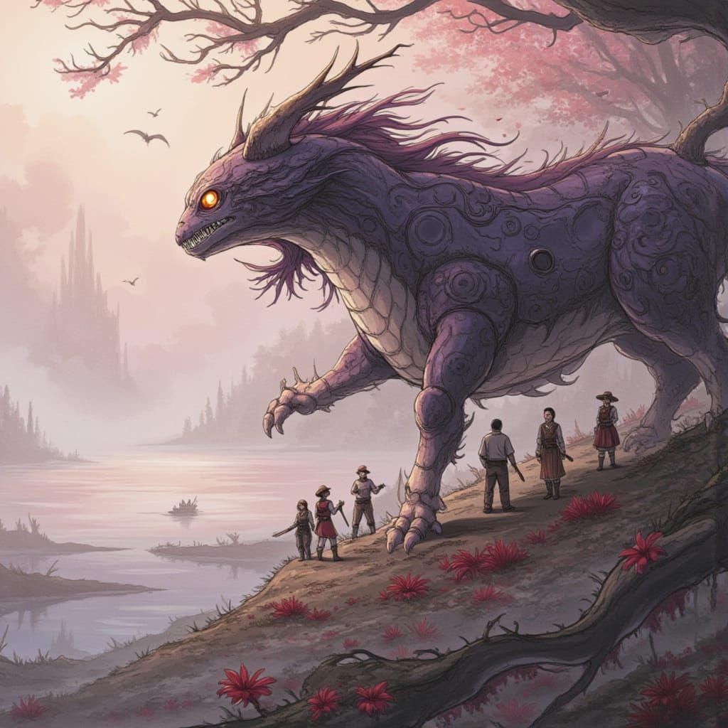 Abstract Zeppelin Sketch with Splash Art Style