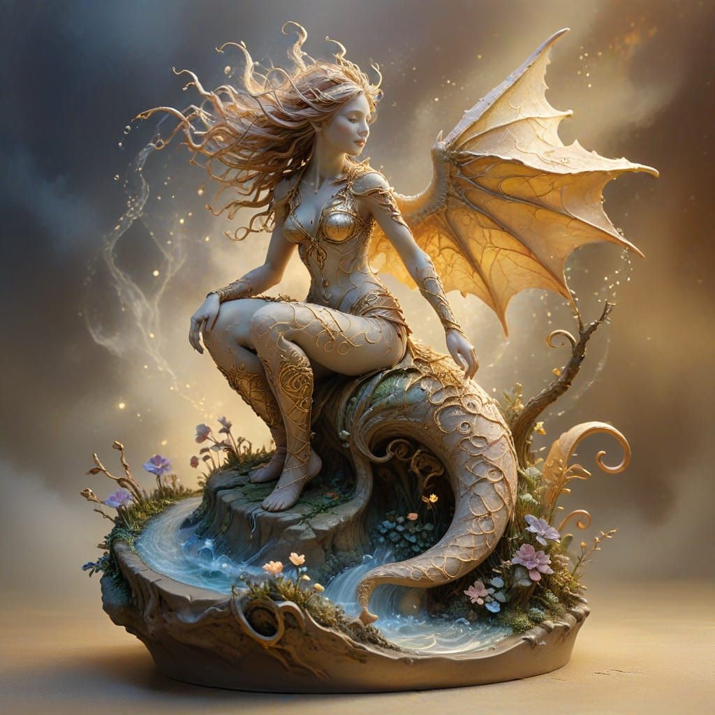 Handcraft Fantasy Creature, Cracked Clay and Golden Light