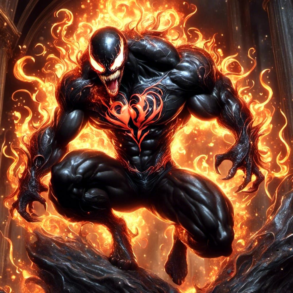 Venom with Fiery Pants and Sparkling Effect