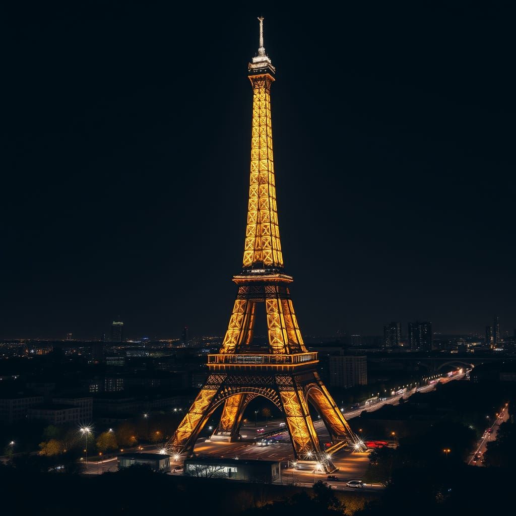 Eiffel Tower at Nighttime Illumination
