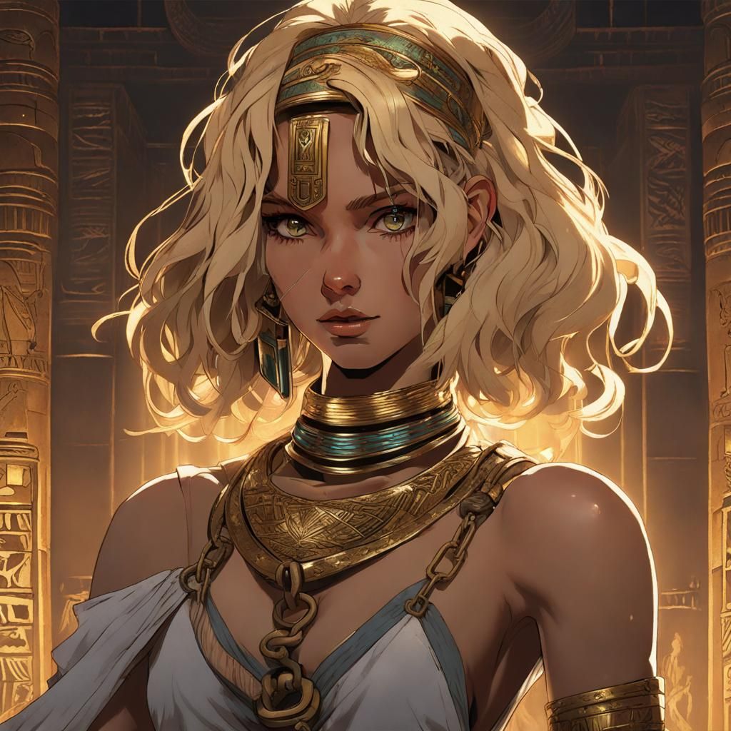 Egyptian Woman in Shackles, 90s Anime Style