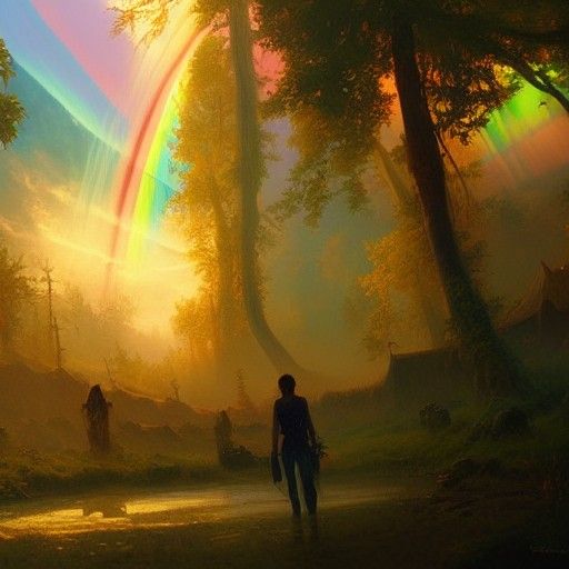 Rainbow Landscape in Detailed Digital Painting Style