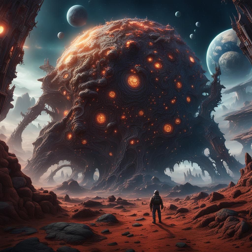 Terrifying Outer Space Scene in Detailed Matte Painting