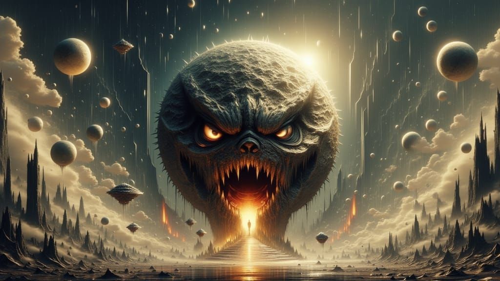 Menacing Planet Devours Moon in Epic Space Battle