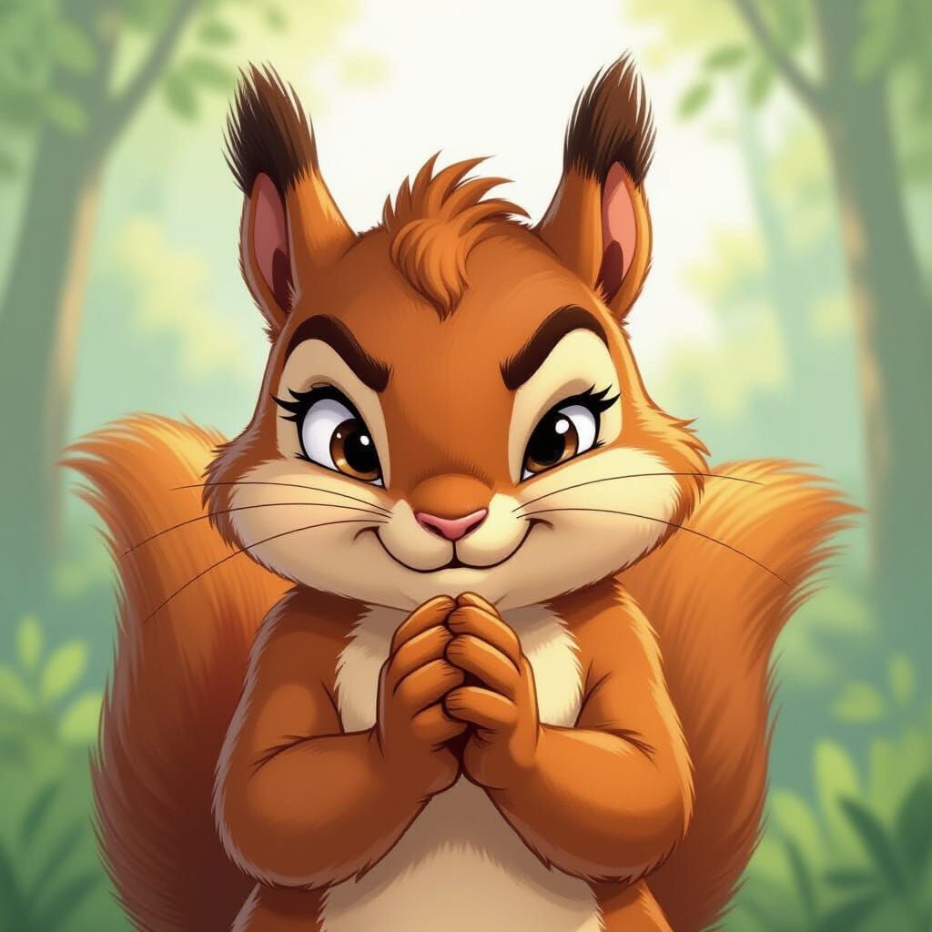 Sad Cartoon Squirrel in Comic Book Style