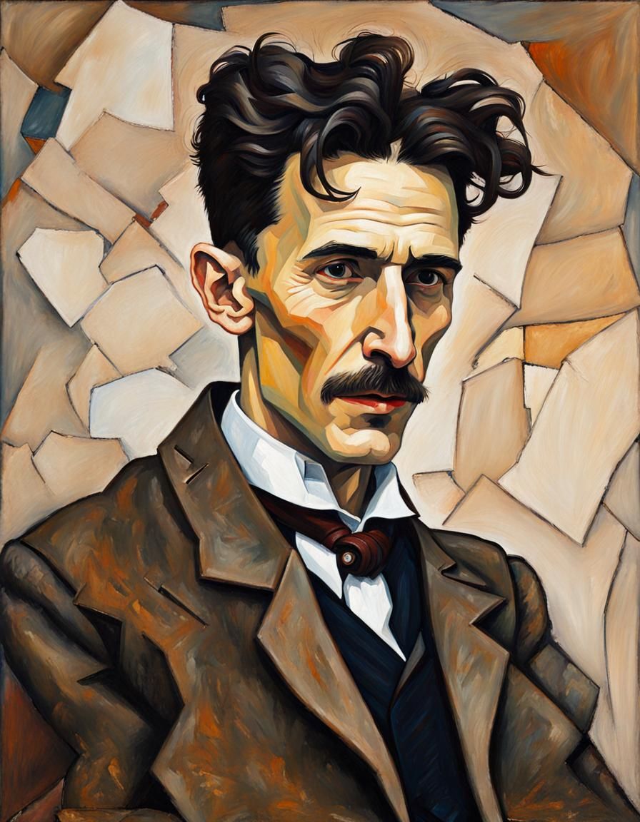 Nikola Tesla Portrait in Egon Schiele Style