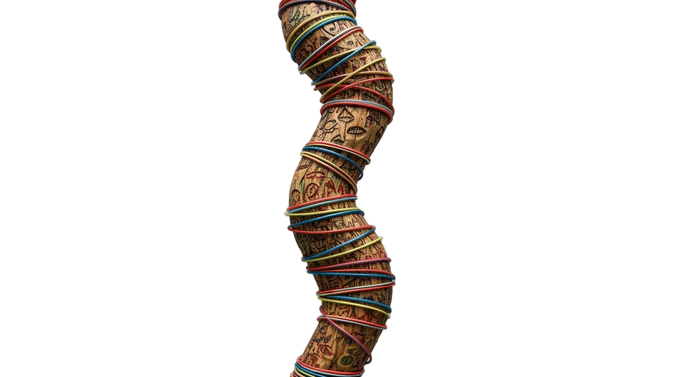 Twisted Wooden Totem in Outsider Art Style