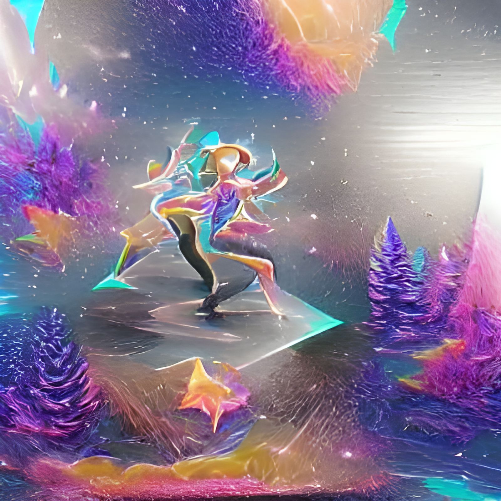 Holographic Cosmic Dance Move Illustration
