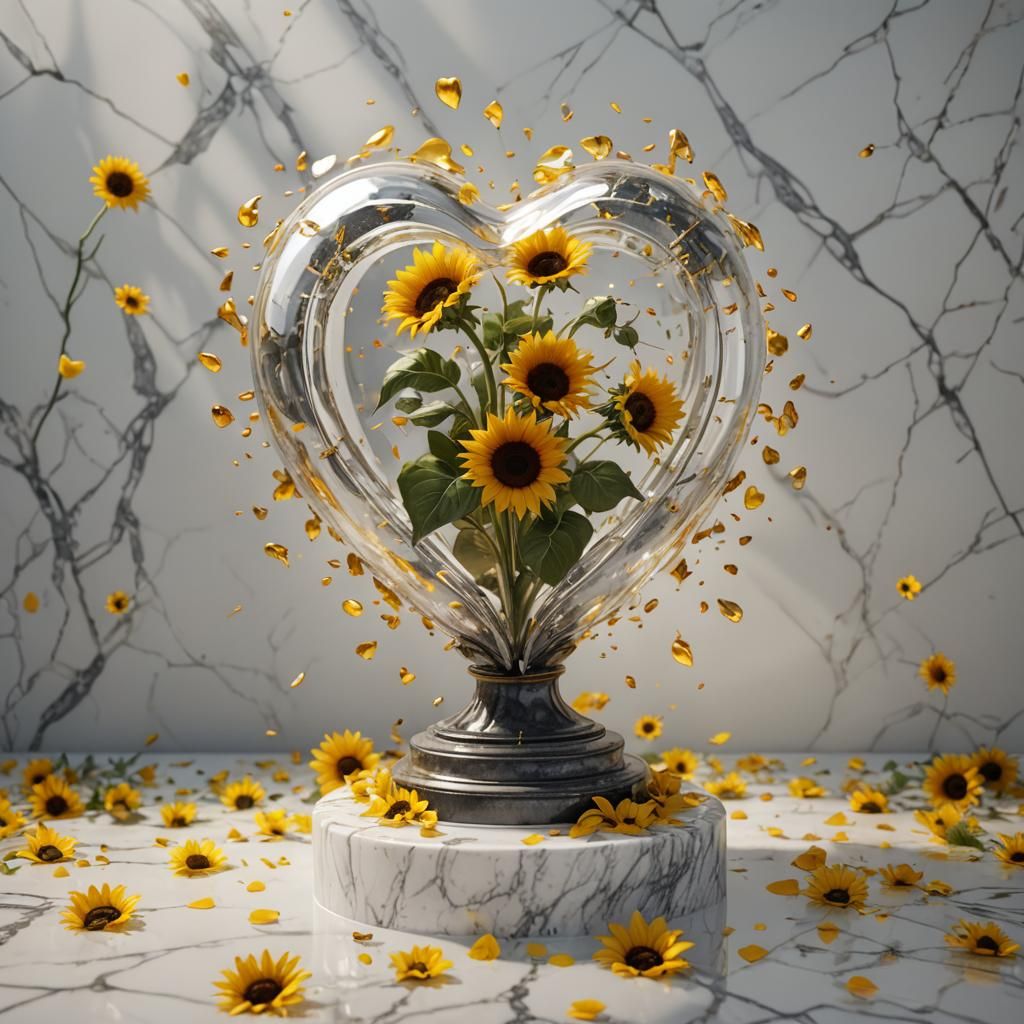 Enchanted Sunflower Heart in a Glass Phial