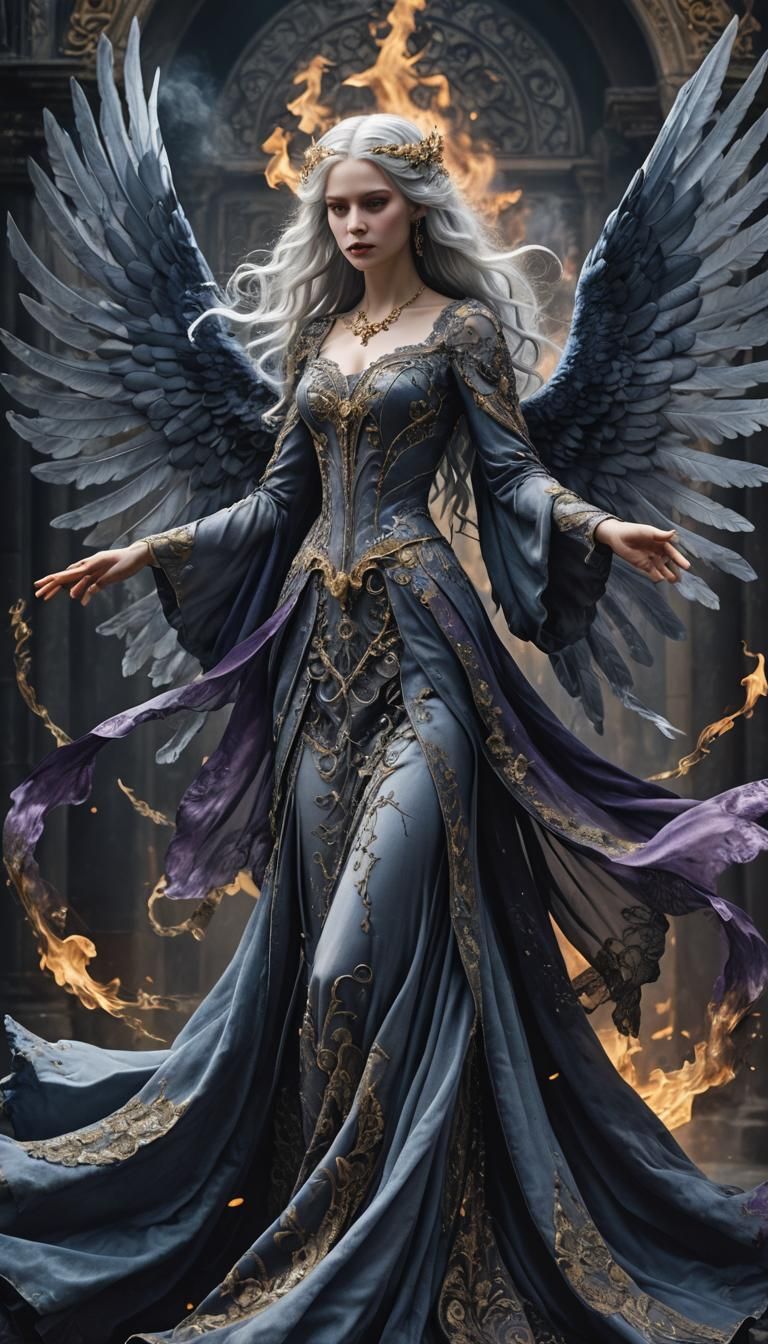 Baroque Dark Fantasy: Azura with Gothic Wings