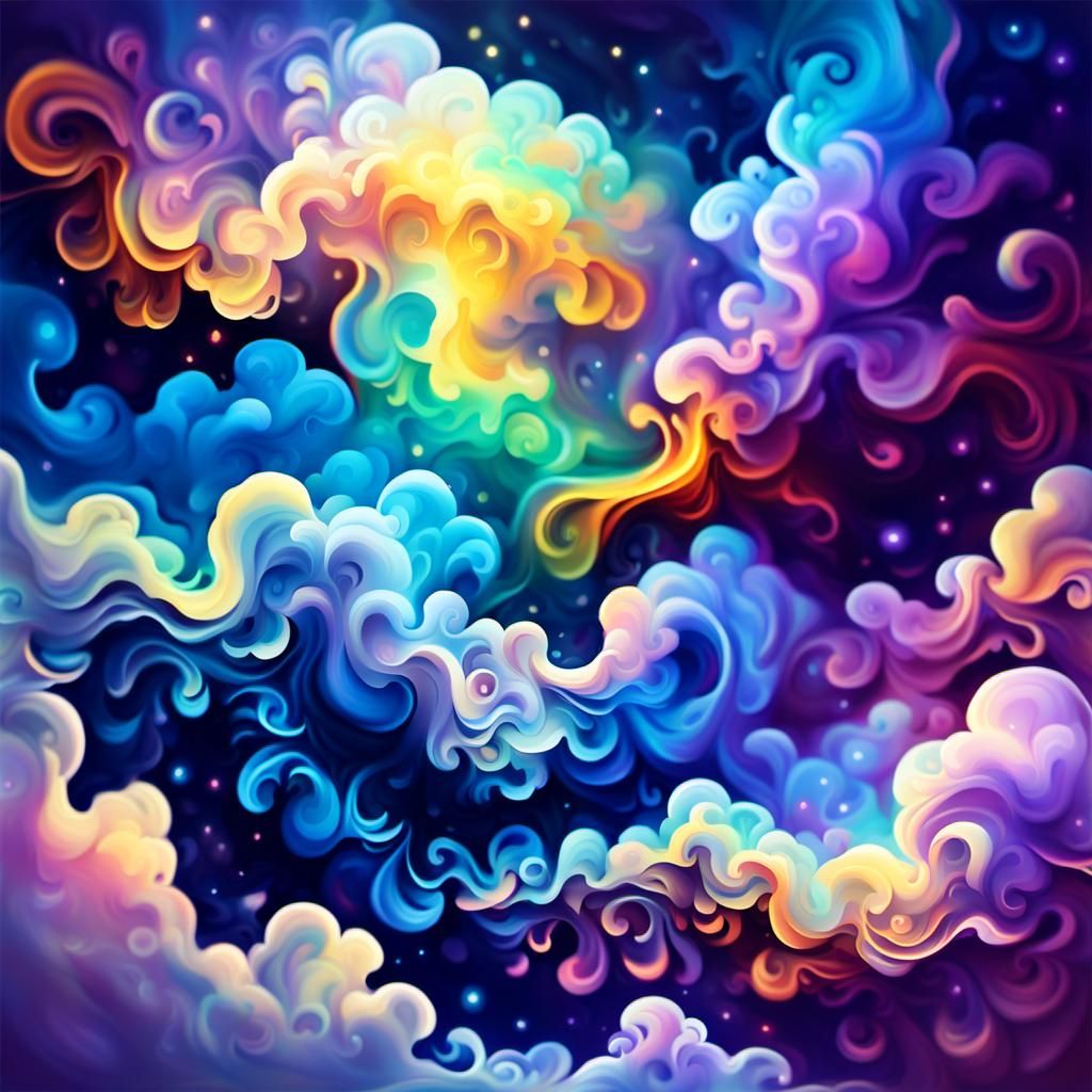 Dreamy Astral Cloudscape in Psychedelic Style