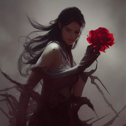 Sinister Lady of Roses Digital Painting