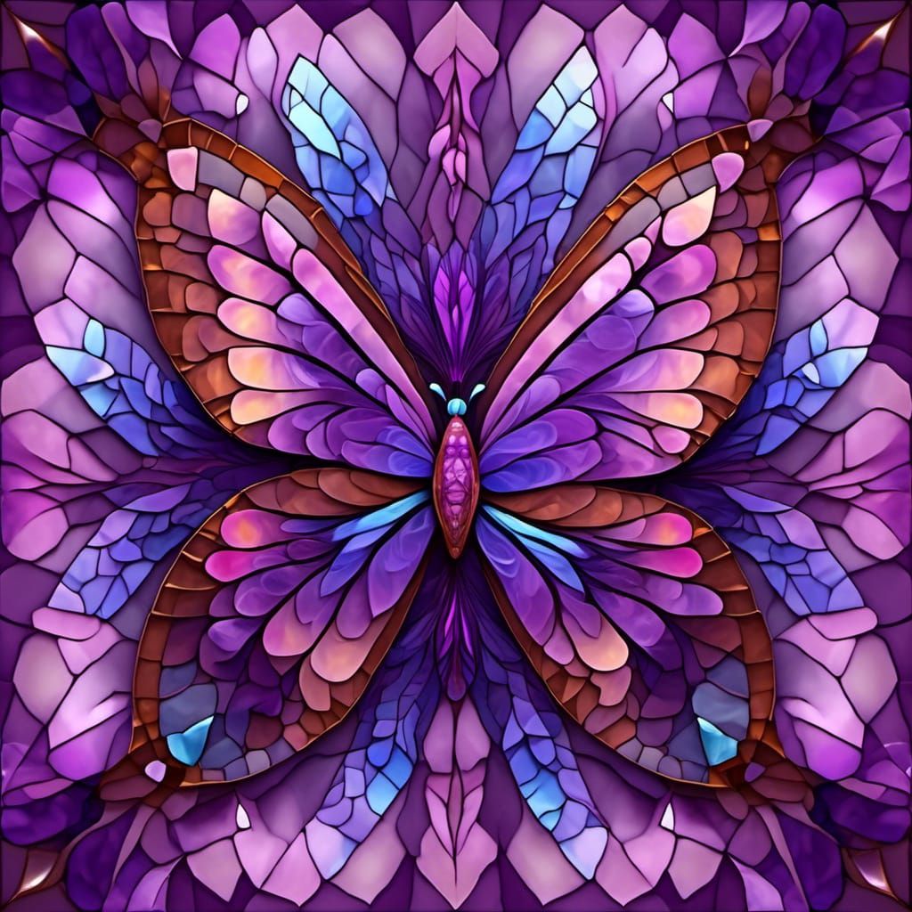 Stained Glass Butterfly in Surreal Fractal Art