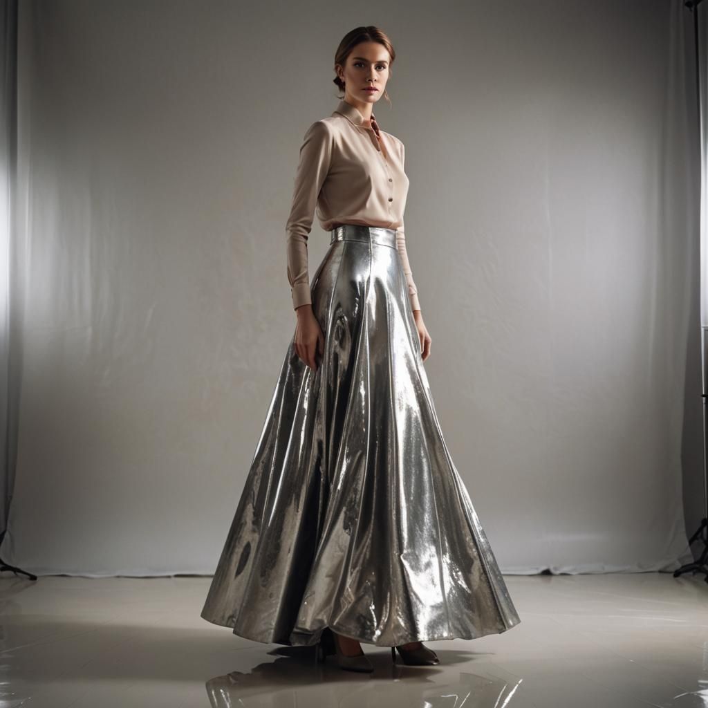 Elegant Lady in Long Shimmering Skirt