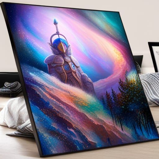 Astral Knight in Galaxy, Holographic Illustration