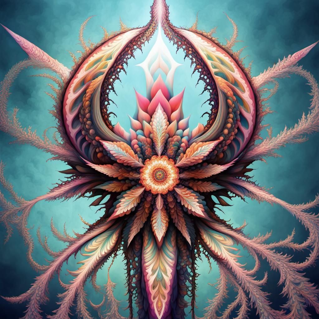 Psychedelic 4444 Angel Number Fractal Mandala