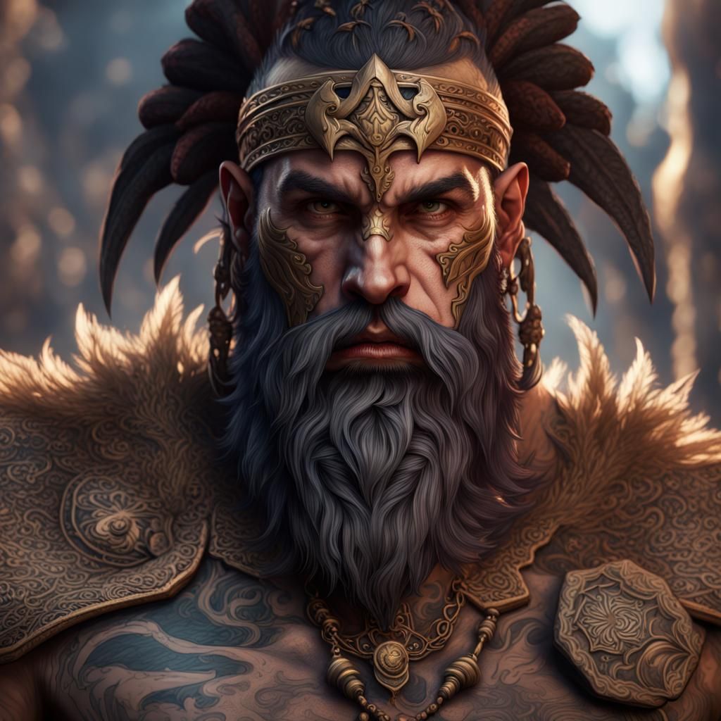 D&D Goliath Portrait with Tribal Tattoos