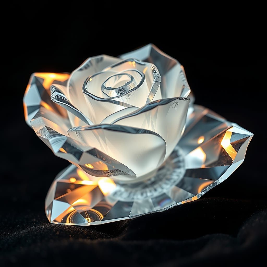 Exquisite Crystal Rose in Tiffany Glass Style