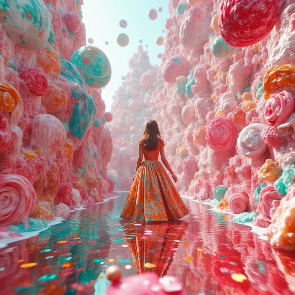 Candy Land Dreamscape in 3D Rendered Style