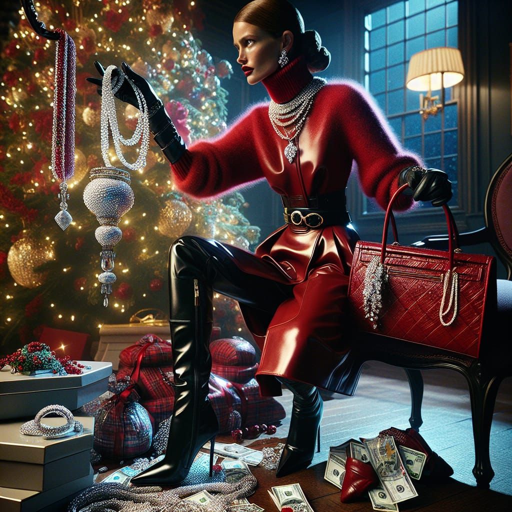 Burglar Santa in Red Leather Sleigh Attire