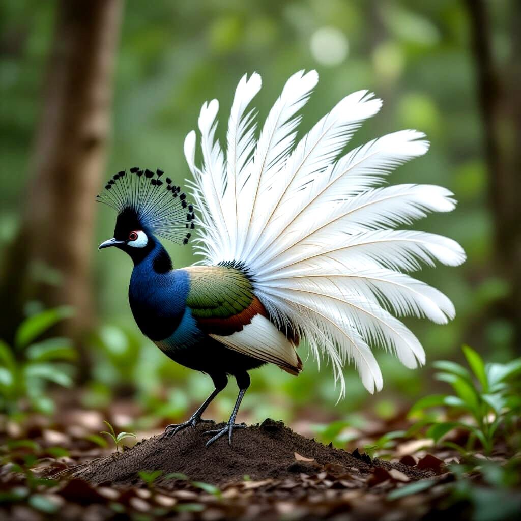 Lyrebird Courtship Display in Forest Setting