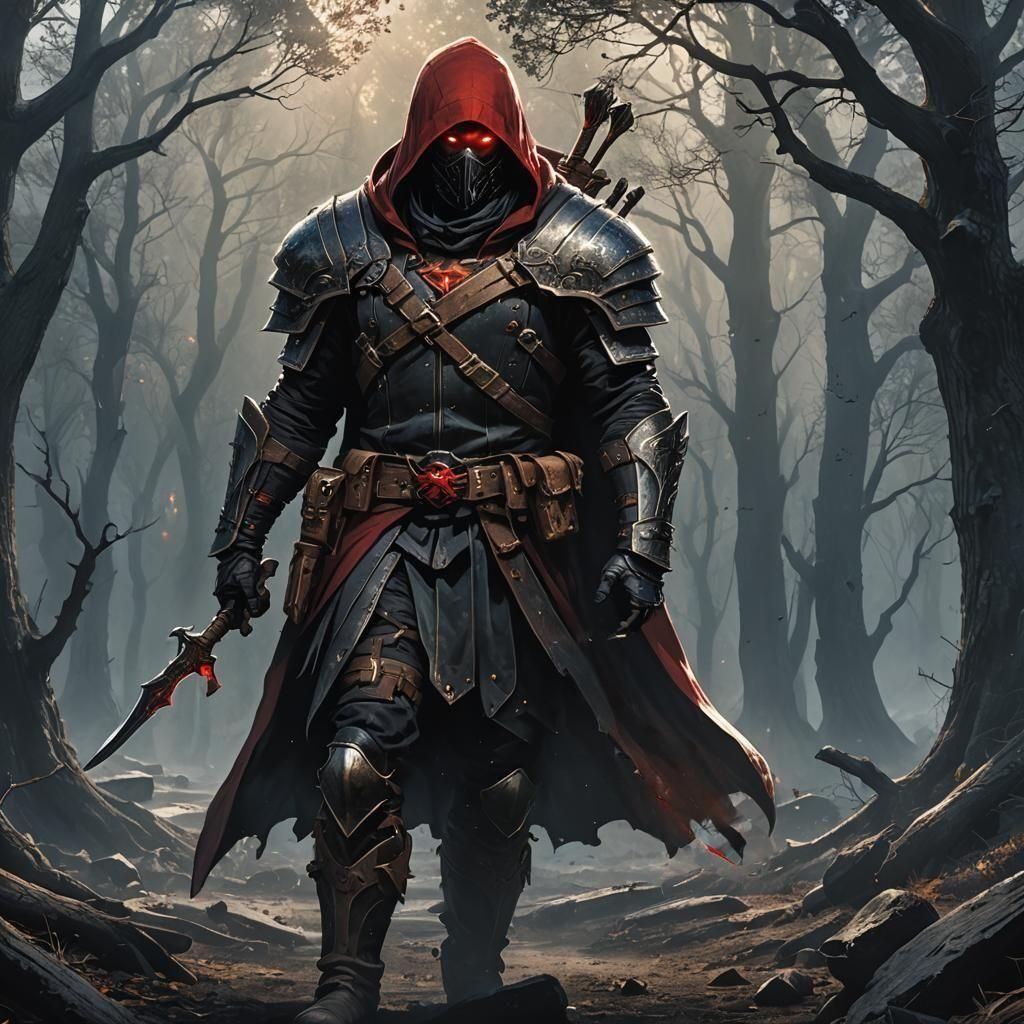 Lone Rogue with Red Hood and Dwarven Daggers