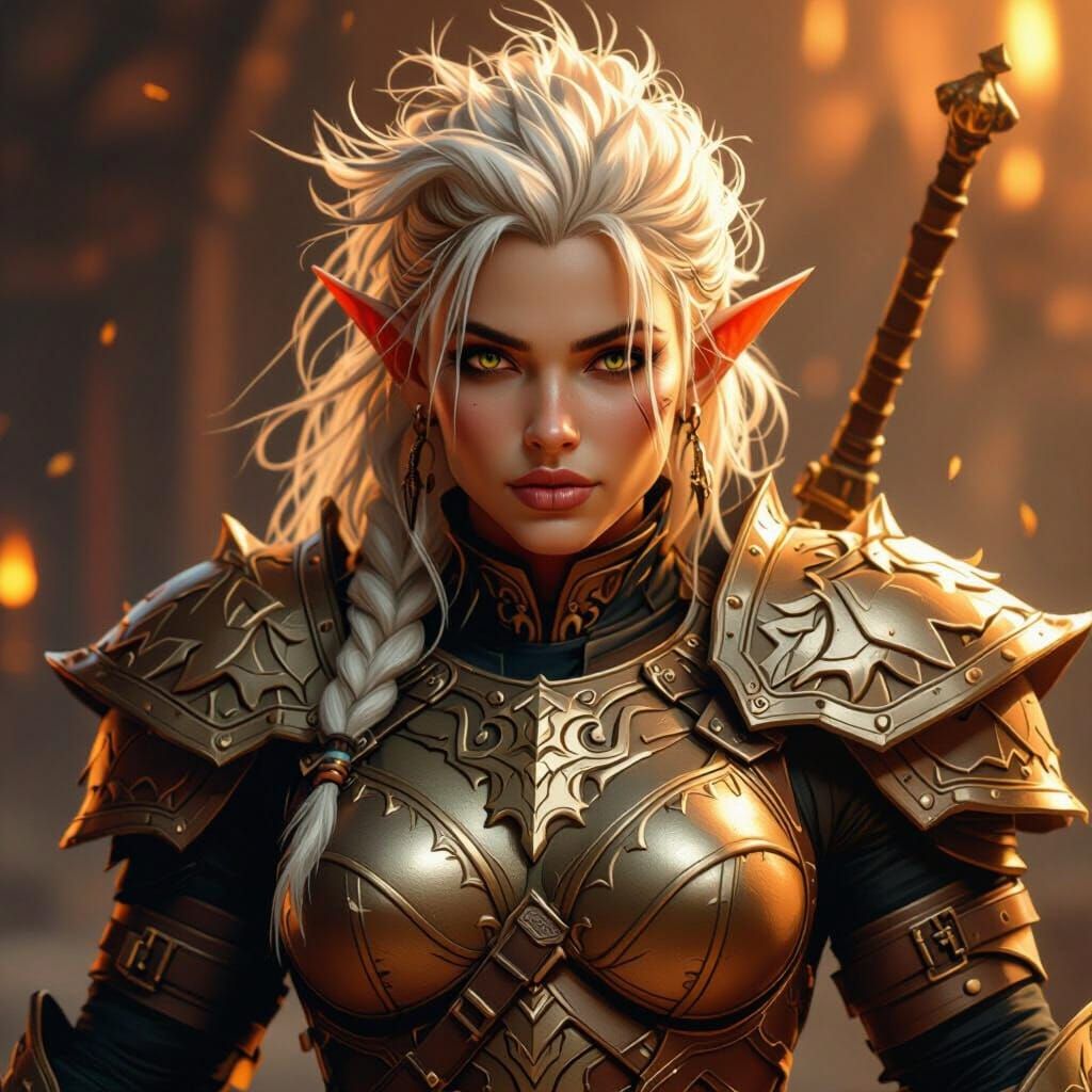 Muscular Black Elf in Leather Armor, Fantasy Art