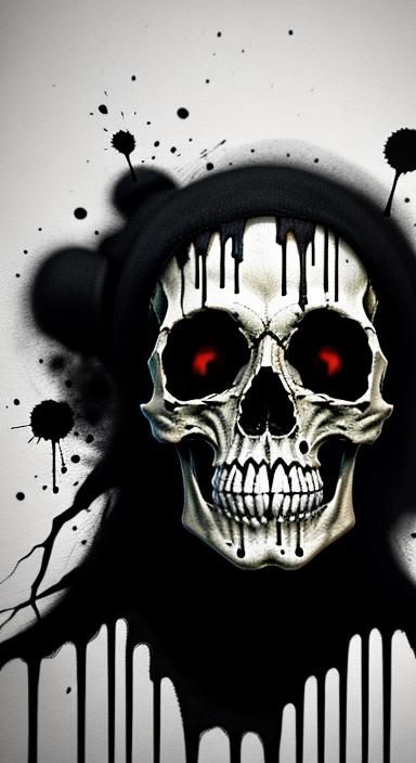 Creepy Skull Confrontation in Black and White