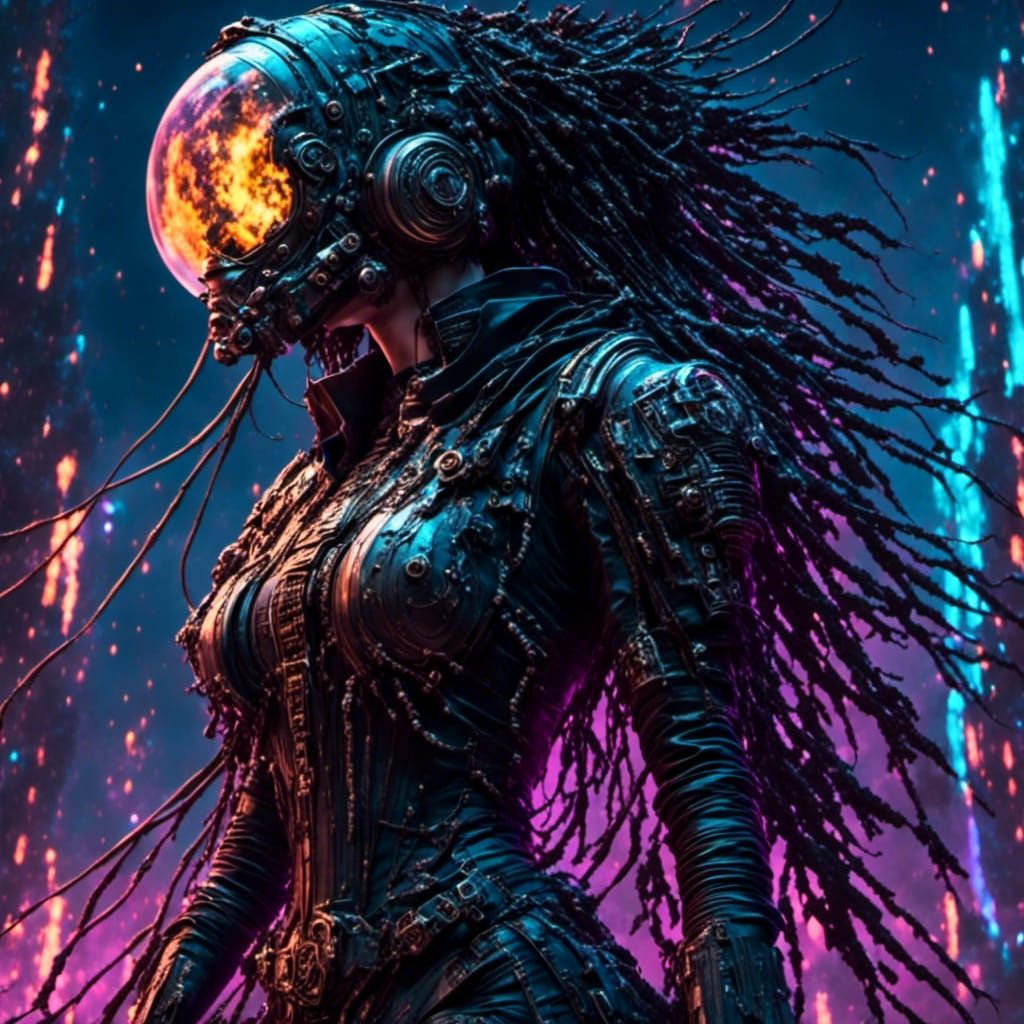 Battletech Pilot in Spacesuit with Cyberpunk Helmet