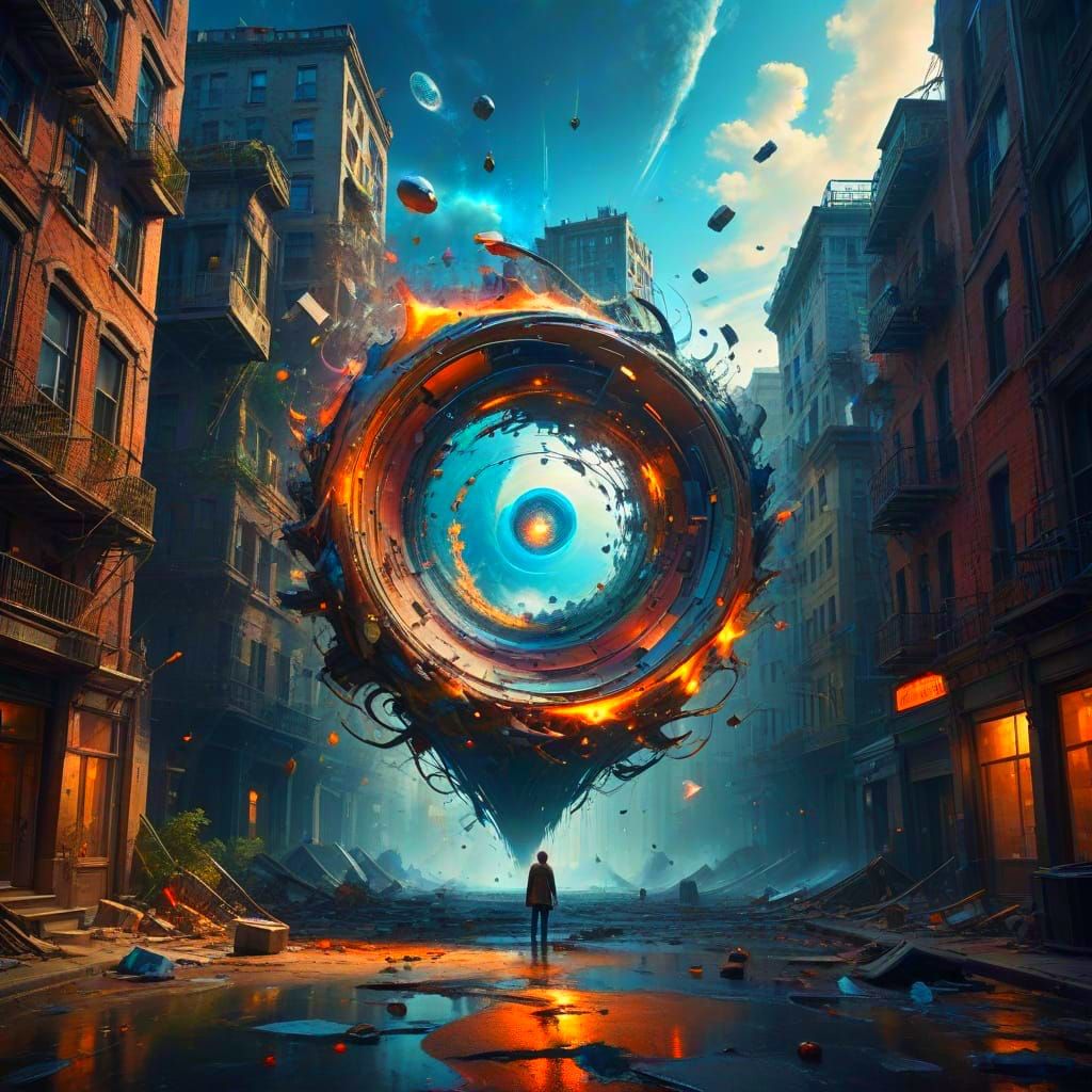 Surreal Cityscape in Sci-Fi Style