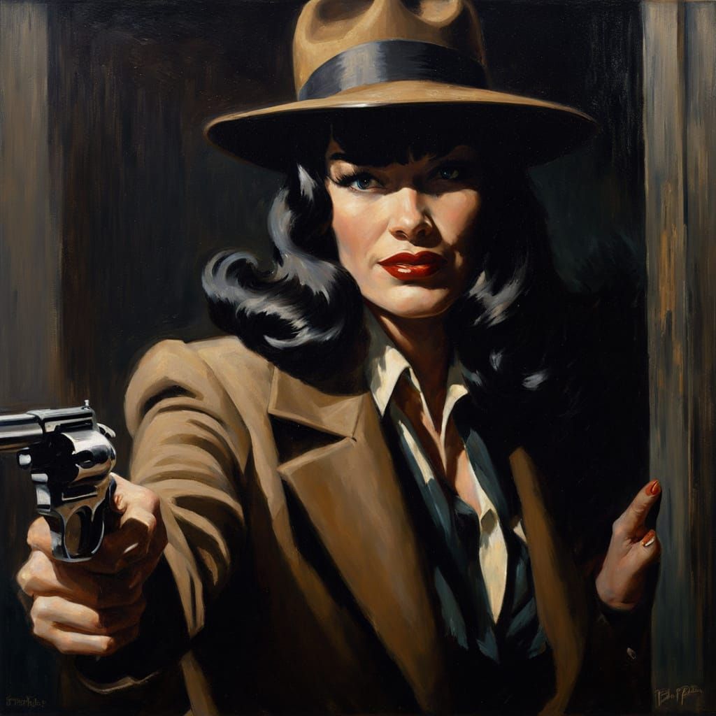 Dark Impressionist Portrait of a Fierce Woman in a Doorway