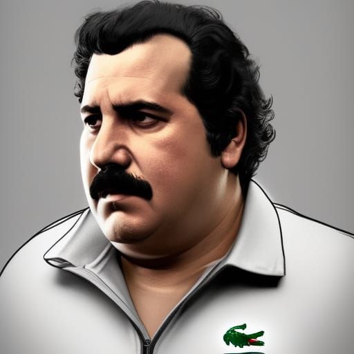 Realistic Pablo Escobar Portrait in Tracksuit, Digital Art