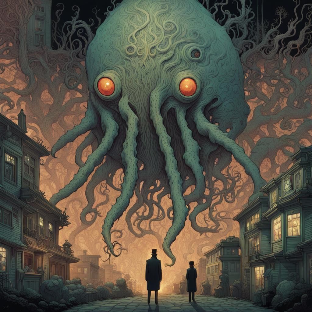 Eldritch Horror in Storybook Illustration Style