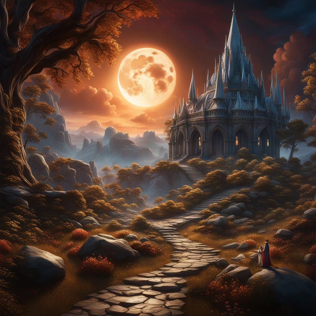 Elderly Couple's Lunar Revelation: Digital Art in 8k