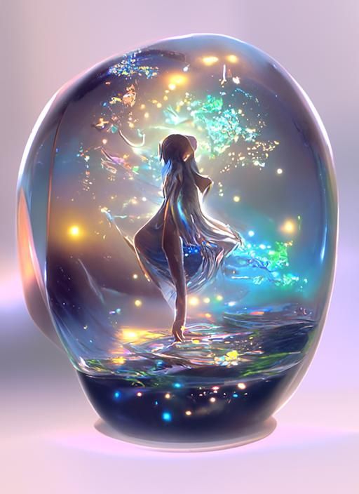 Astral Girl in Crystal Ball, Anime Style