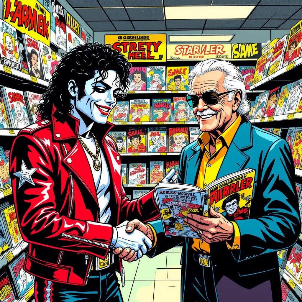 Michael Jackson Meets Stan Lee in Comic Shop