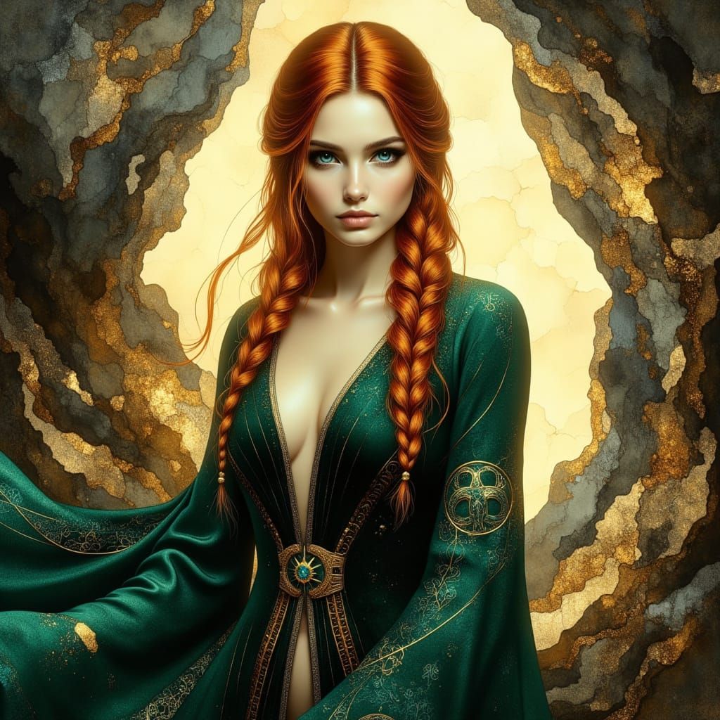Goddess of the Emerald Isles in Warm, Gritty Landscape
