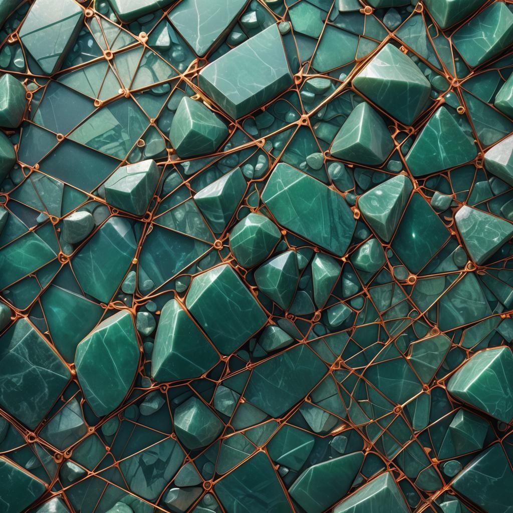 Jade Stone Texture with Geometric, Algorithmic Patterns